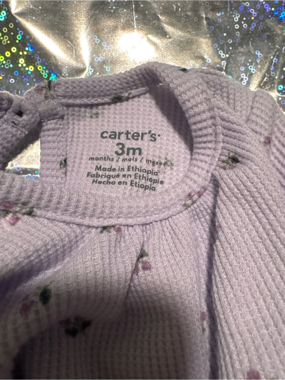 Carter's Lavender Floral Waffle-Knit Long-Sleeve Bodysuit